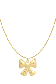 Statement ketting strik met hartje goud LoveSieraden