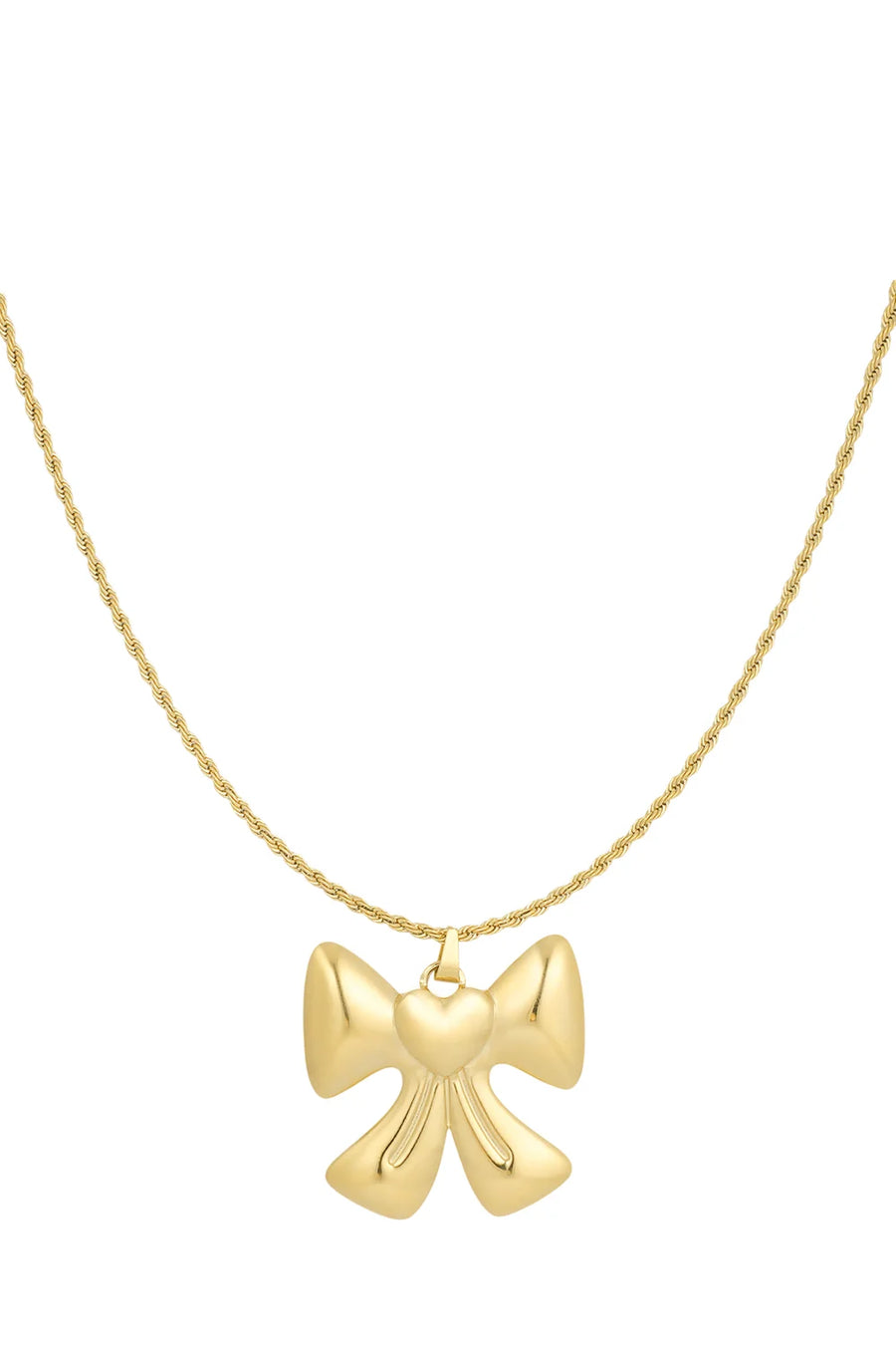 Statement ketting strik met hartje goud LoveSieraden