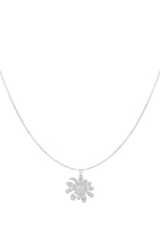 Bloemen ketting dames in zilver 