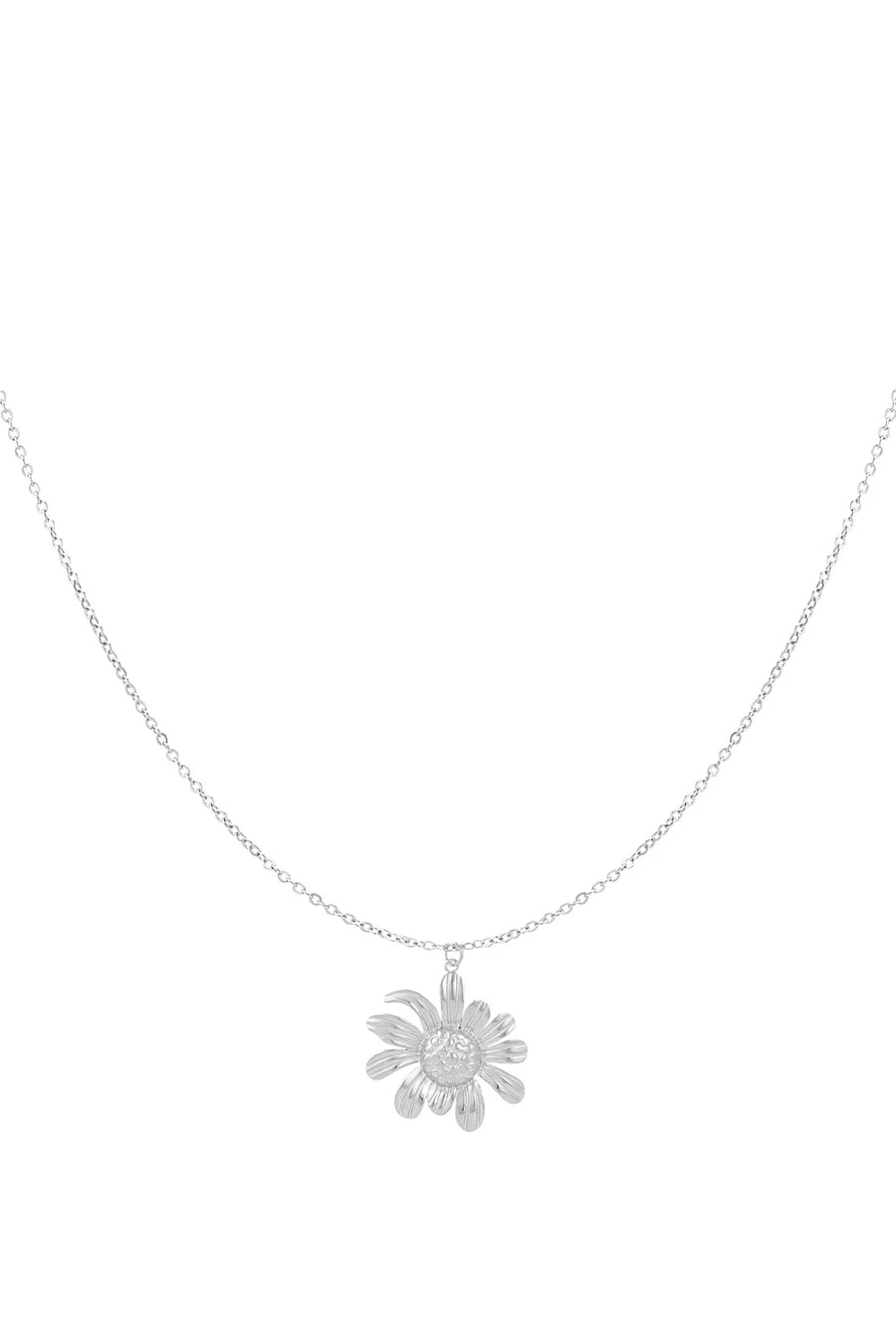 Bloemen ketting dames in zilver 
