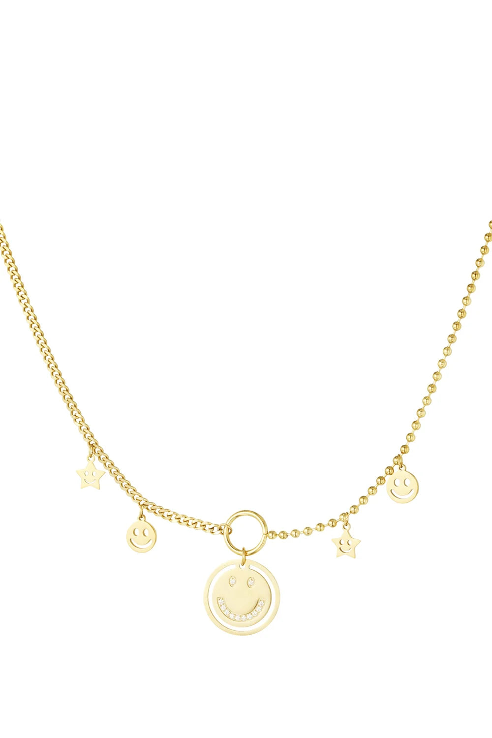 Gouden of zilveren ketting met smiley bedels LoveSieraden