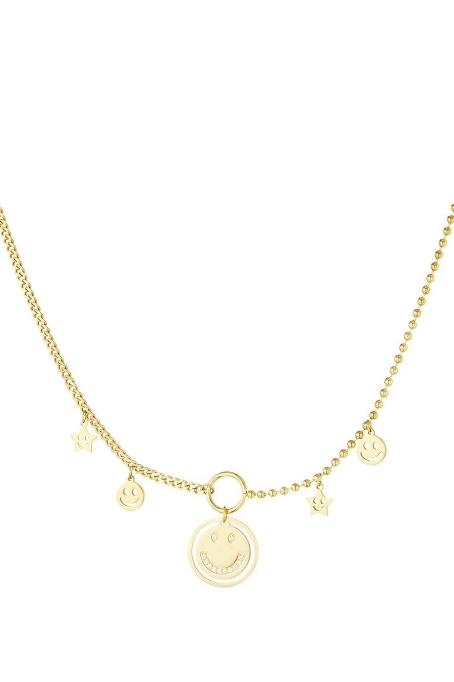 Gouden of zilveren ketting met smiley bedels LoveSieraden