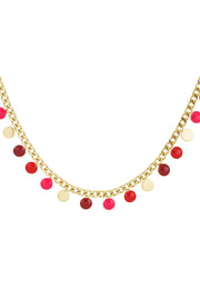 Gouden ketting met rode bedels stainless steel LoveSieraden