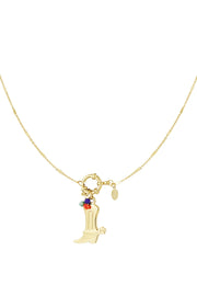 Ketting cowboylaars en gekleurde kraaltjes stainless steel LoveSieraden