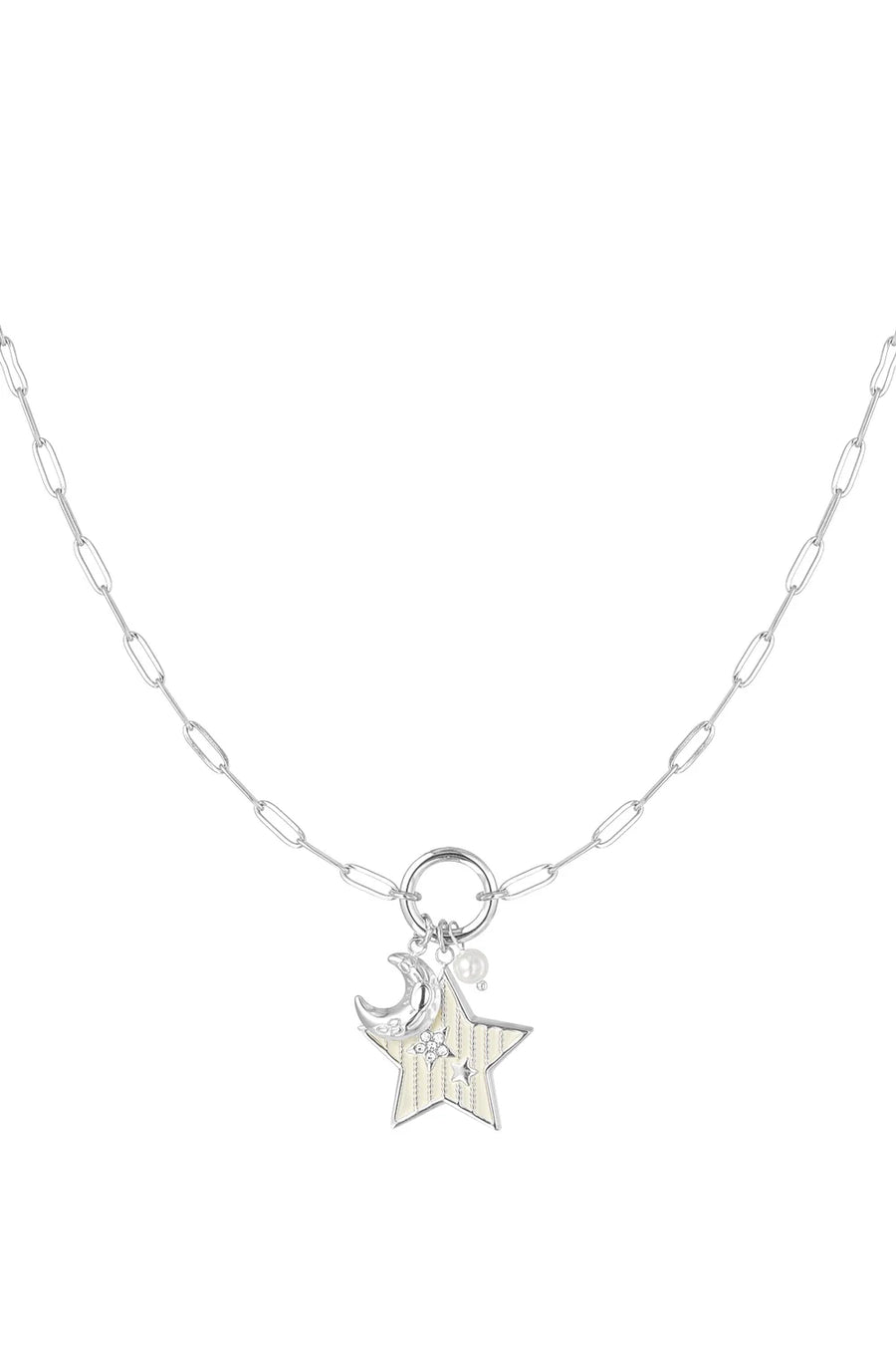 Bedelketting maan en sterren stainless steel LoveSieraden