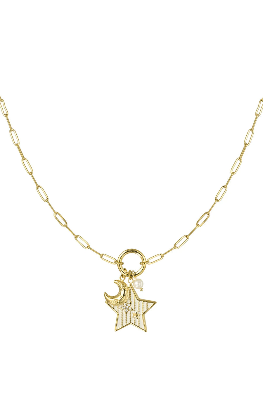 Bedelketting maan en sterren stainless steel LoveSieraden