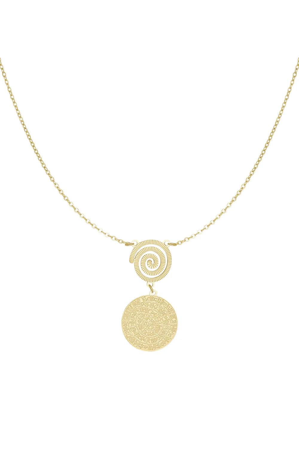 Gouden ketting dames met munt en spiraal LoveSieraden