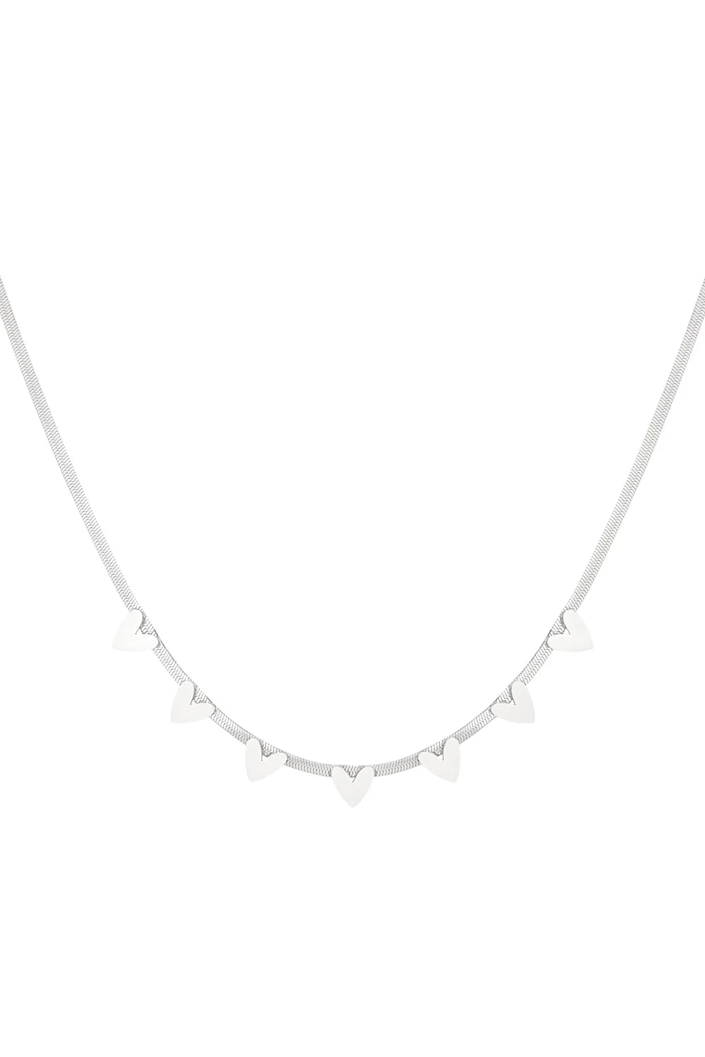 Platte ketting met hartjes stainless steel LoveSieraden