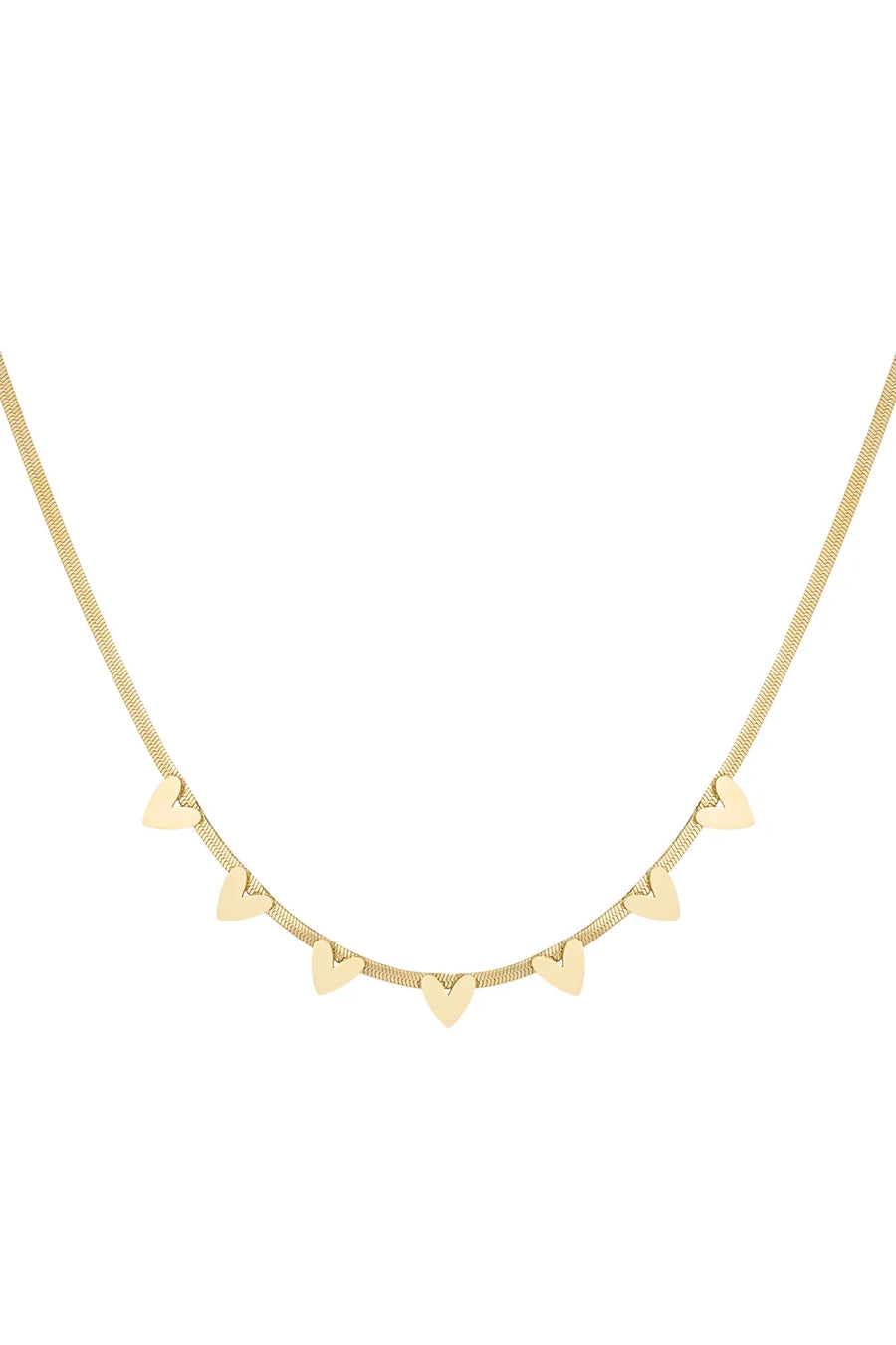 Platte ketting met hartjes stainless steel LoveSieraden