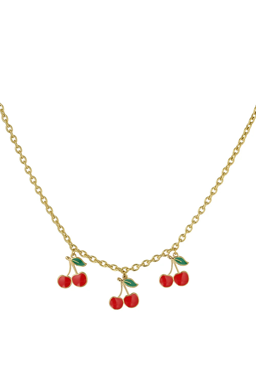 Bedelketting kersen goud stainless steel LoveSieraden