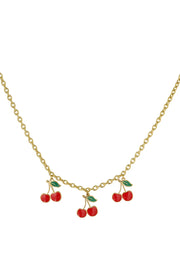 Bedelketting kersen goud stainless steel LoveSieraden