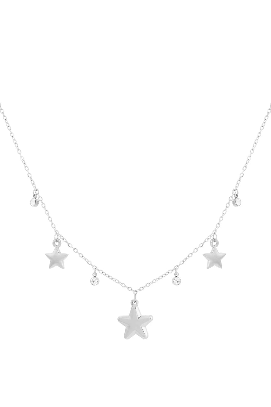 Sterren ketting met strass steentjes stainles steel LoveSieraden