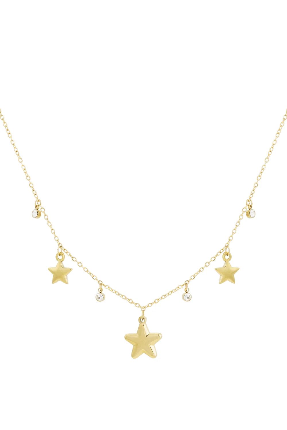 Sterren ketting met strass steentjes stainles steel LoveSieraden