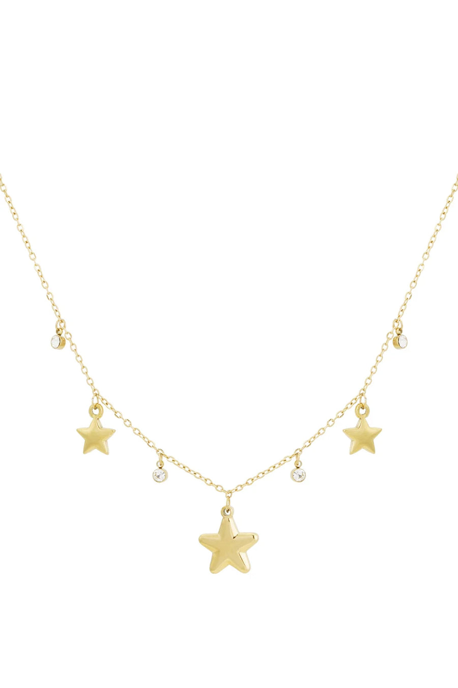 Sterren ketting met strass steentjes stainles steel LoveSieraden