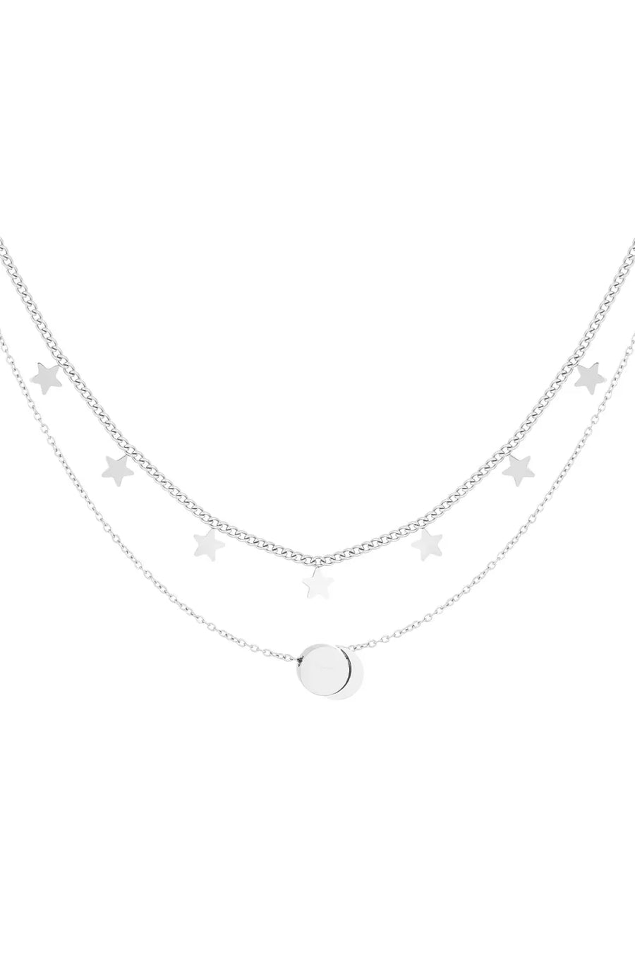 Dubbele ketting met sterren goud en zilver stainless steel LoveSieraden