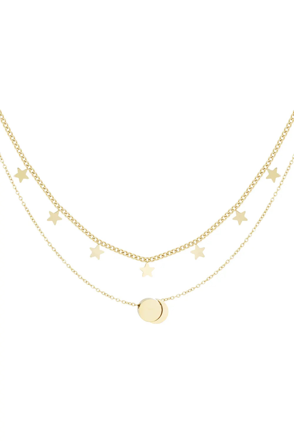Dubbele ketting met sterren goud en zilver stainless steel LoveSieraden