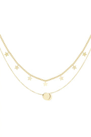 Dubbele ketting met sterren goud en zilver stainless steel LoveSieraden