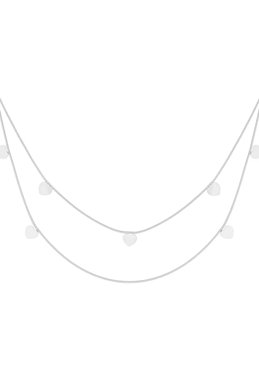 Dubbele ketting met hartjes goud of zilver stainless steel LoveSieraden