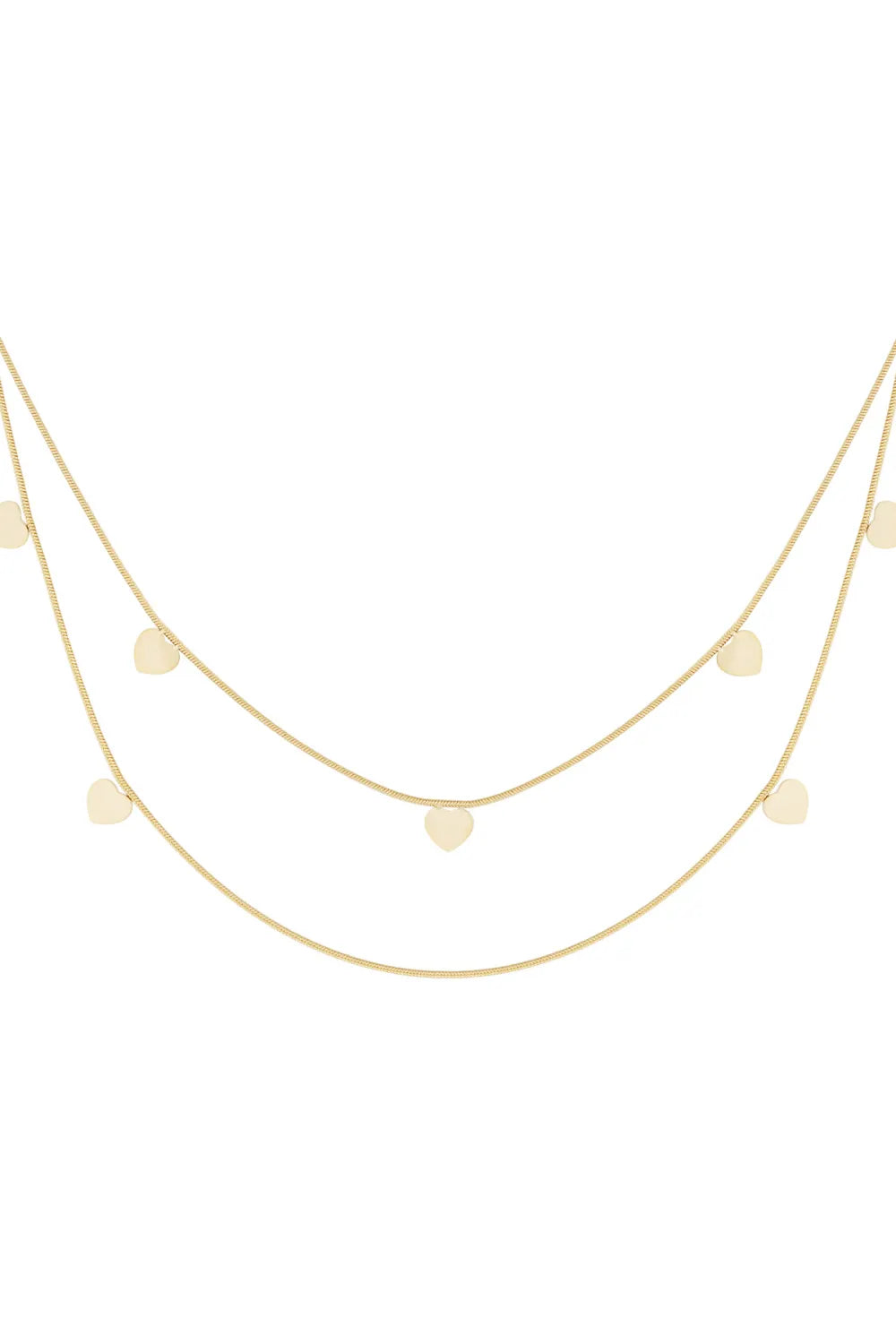 Dubbele ketting met hartjes goud of zilver stainless steel LoveSieraden