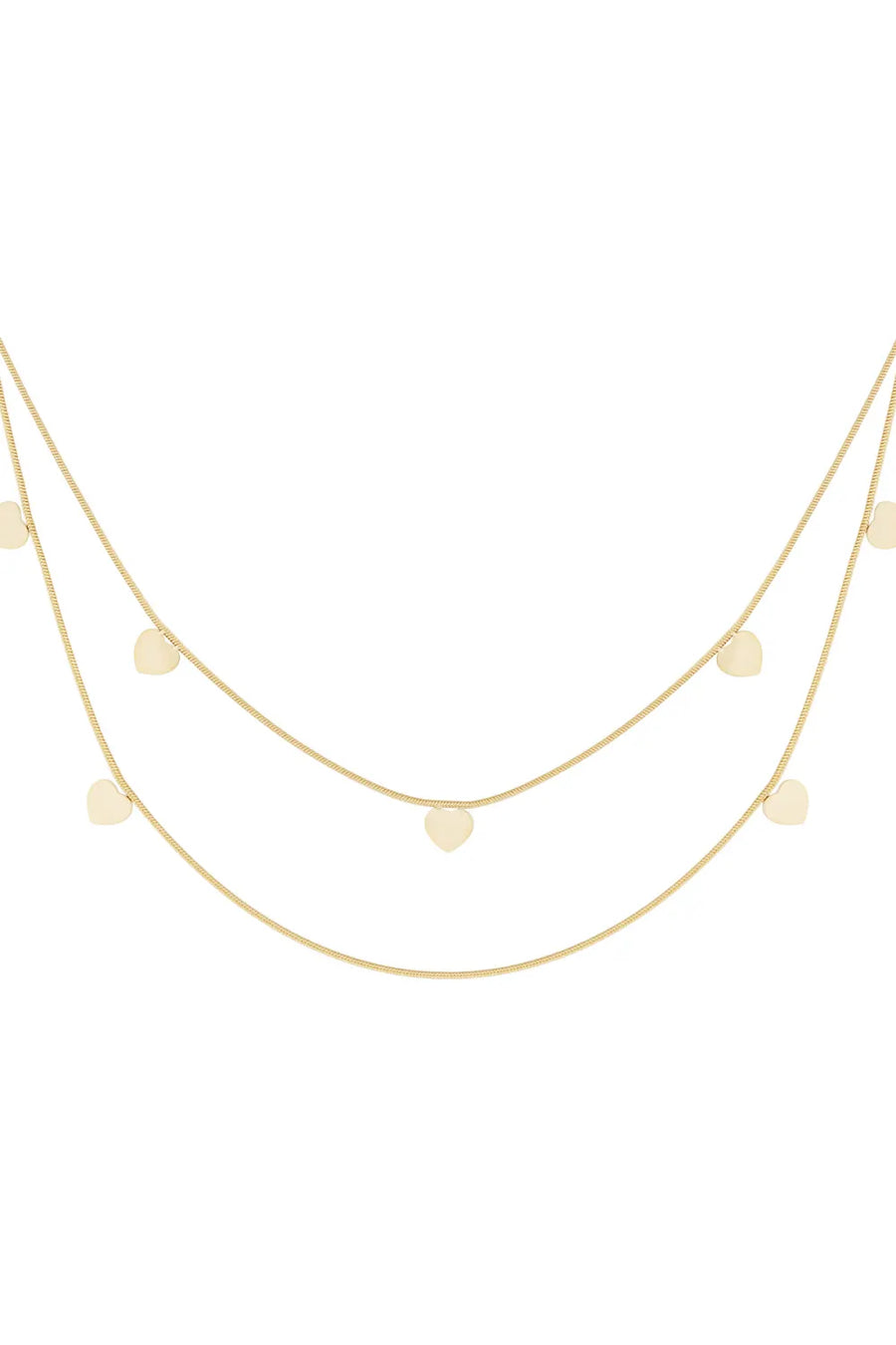 Dubbele ketting met hartjes goud of zilver stainless steel LoveSieraden