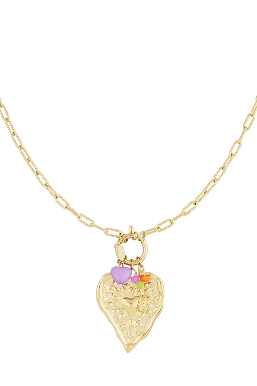 Gouden hart ketting met bedel en kraaltjes LoveSieraden
