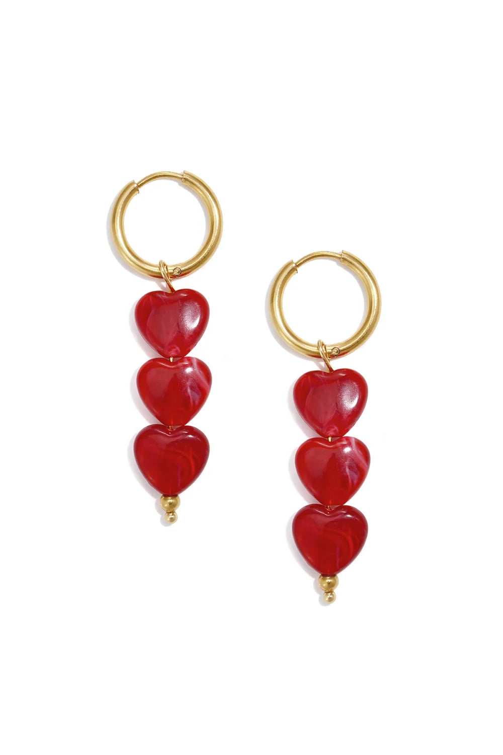 Gouden oorbellen met gekleurde hartjes LoveSieraden