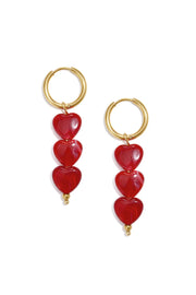 Gouden oorbellen met gekleurde hartjes LoveSieraden