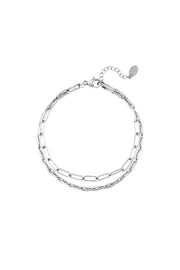 Zilveren dubbele schakelarmband stainless steel LoveSieraden