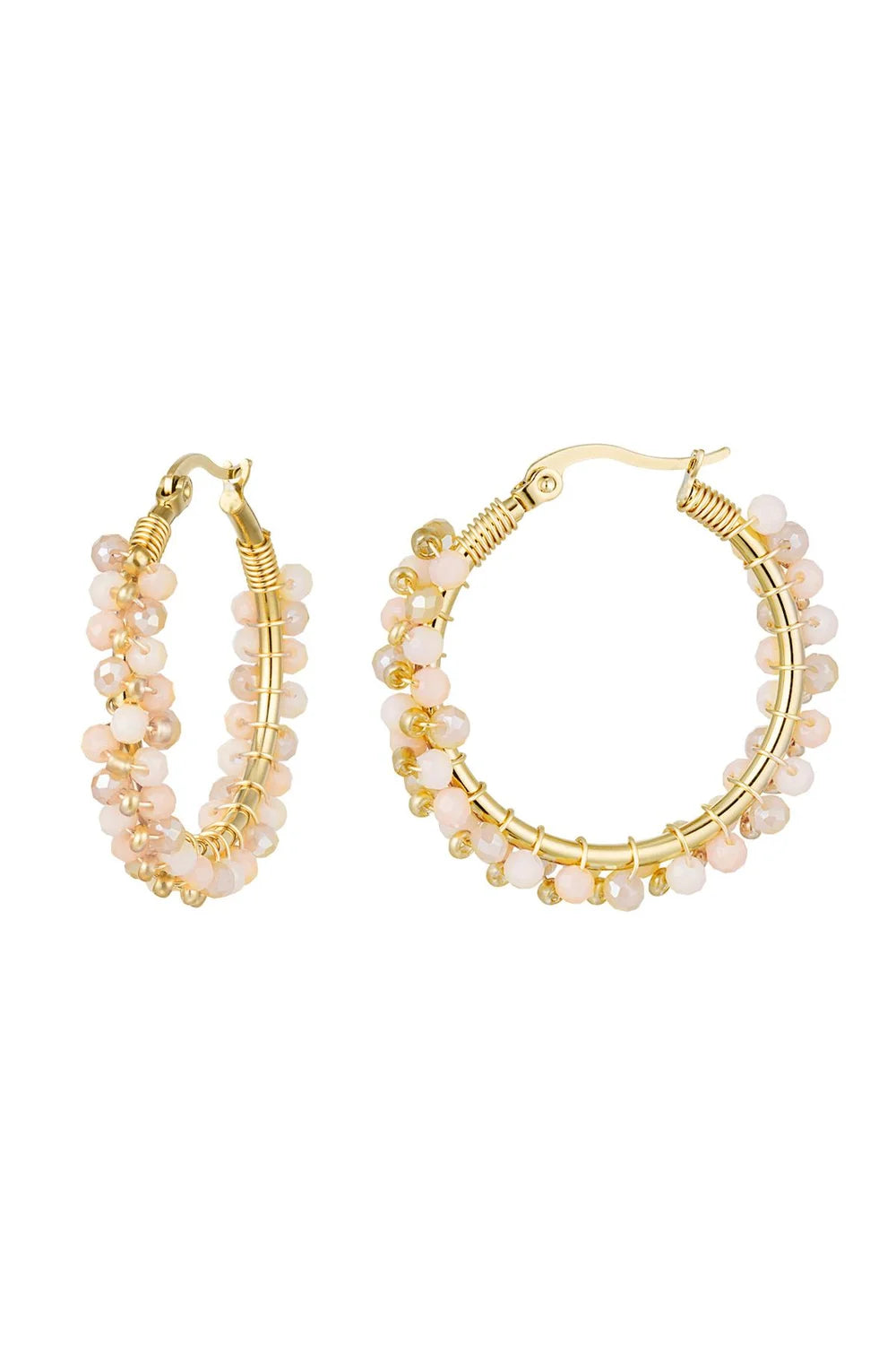Gouden hoop oorbellen met gekleurde kralen LoveSieraden