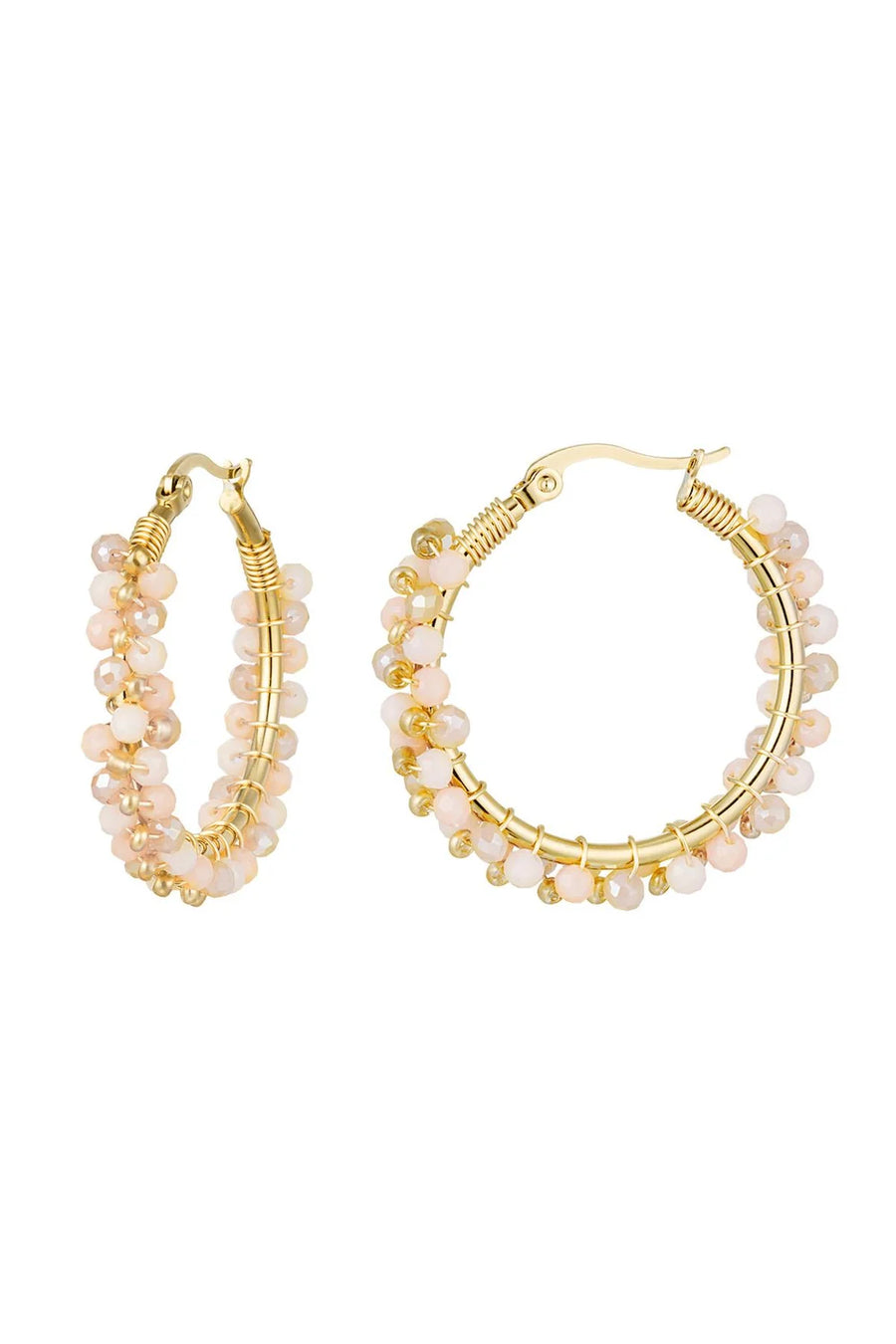 Gouden hoop oorbellen met gekleurde kralen LoveSieraden