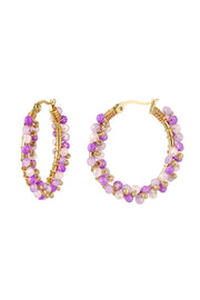 Gouden hoop oorbellen met gekleurde kralen LoveSieraden