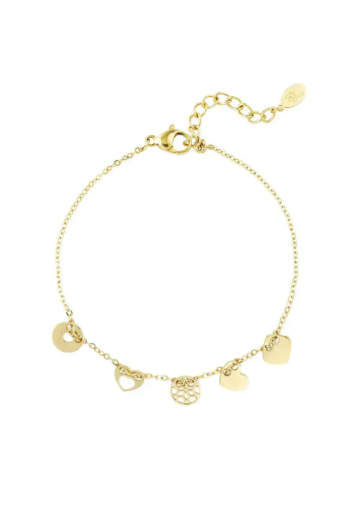 Armband met meerdere leuke bedels goud
