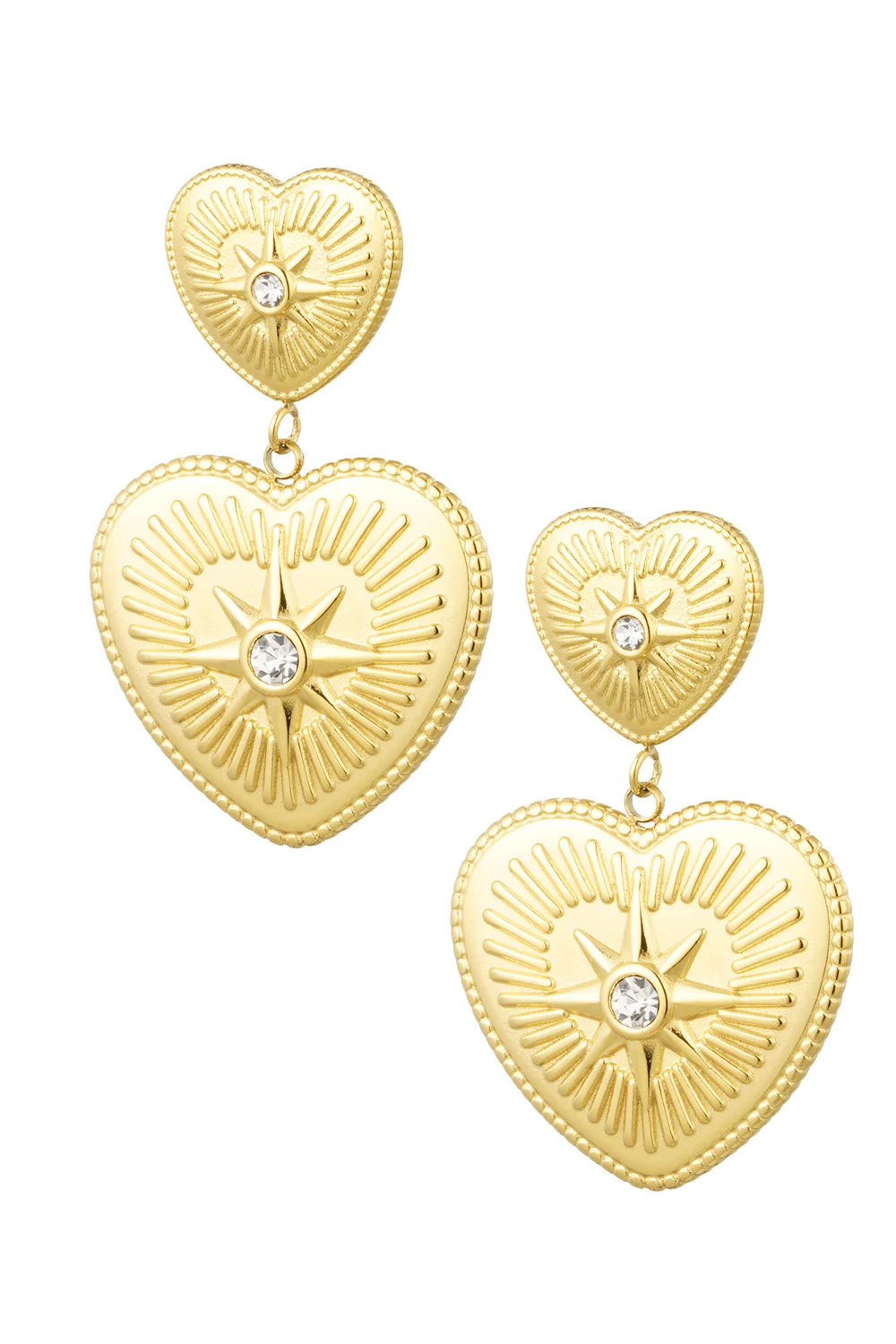 Gouden harten oorbellen met sterren LoveSieraden