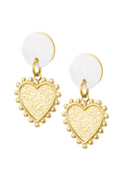 Oorbellen hart en schelp stainless steel LoveSieraden