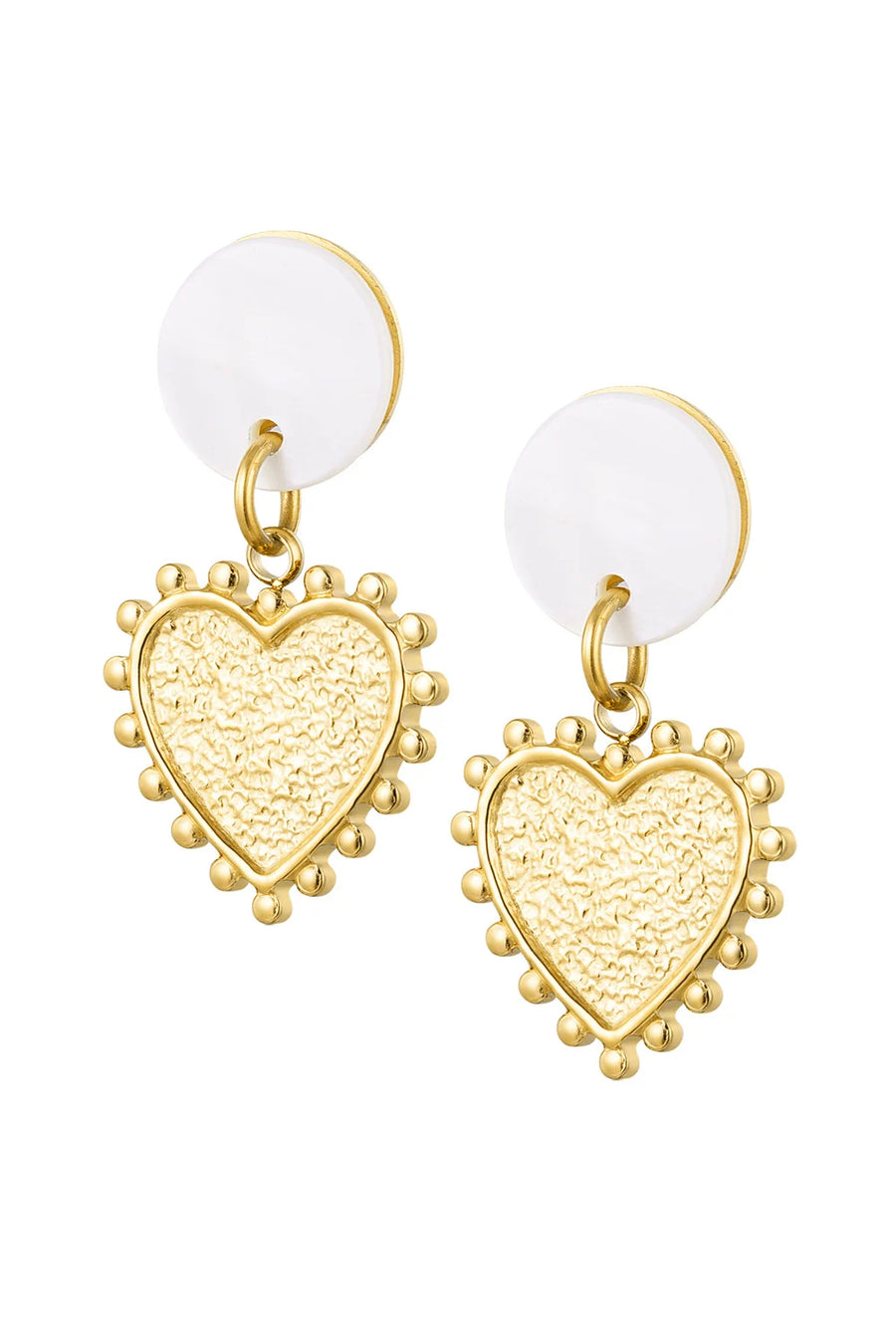 Oorbellen hart en schelp stainless steel LoveSieraden