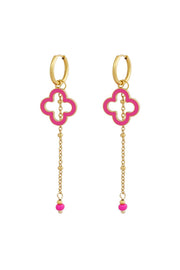 Goud kleurige/ roze oorbellen met hangers
