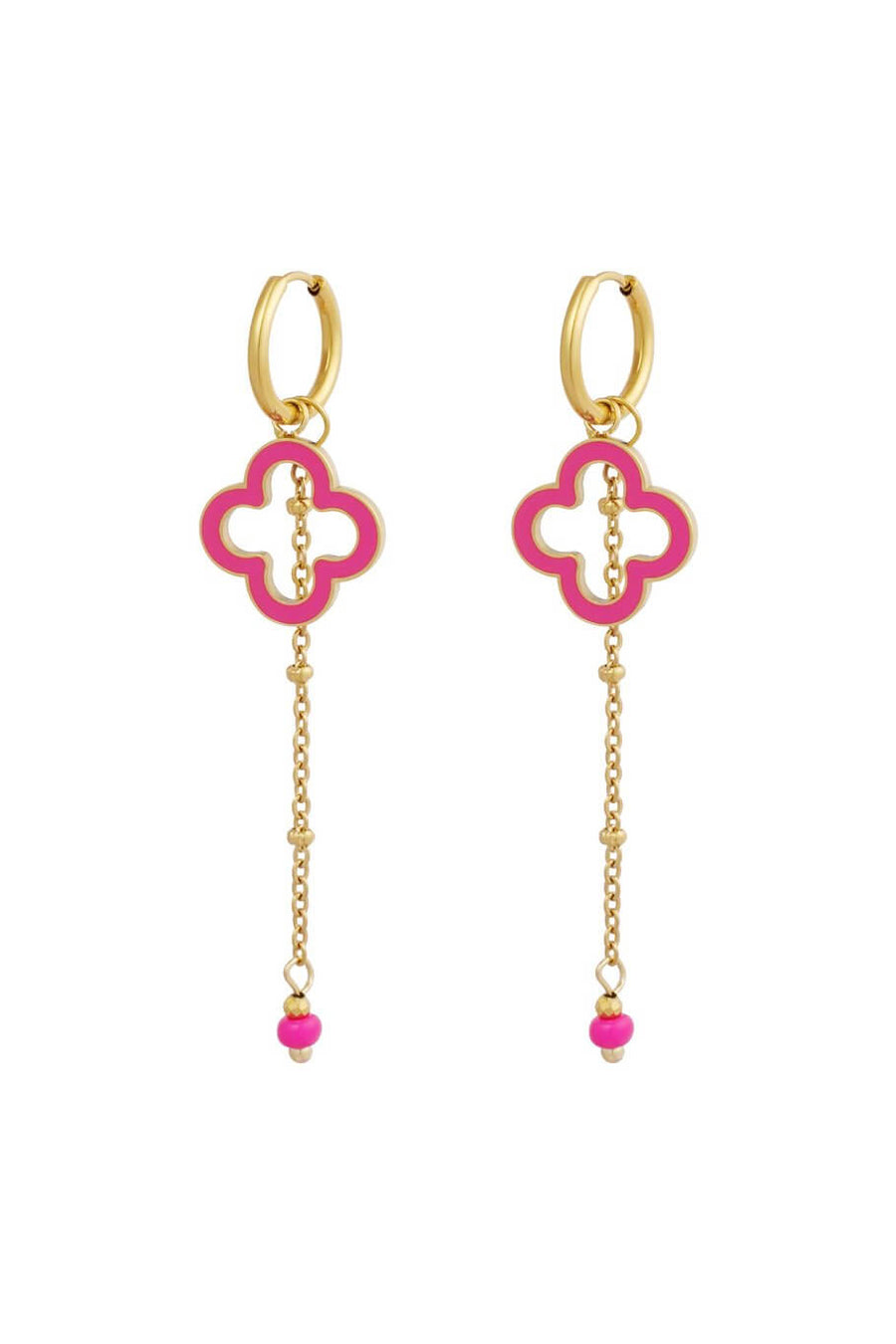 Goud kleurige/ roze oorbellen met hangers