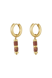 Oorbellen dames kralen rood en goud LoveSieraden
