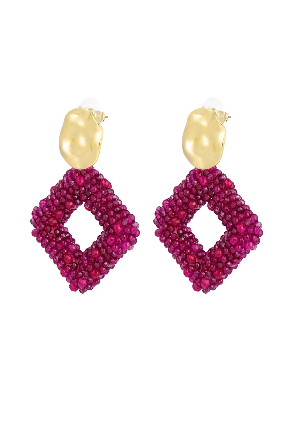 Statement oorbellen met kralen fuchsia of groen LoveSieraden