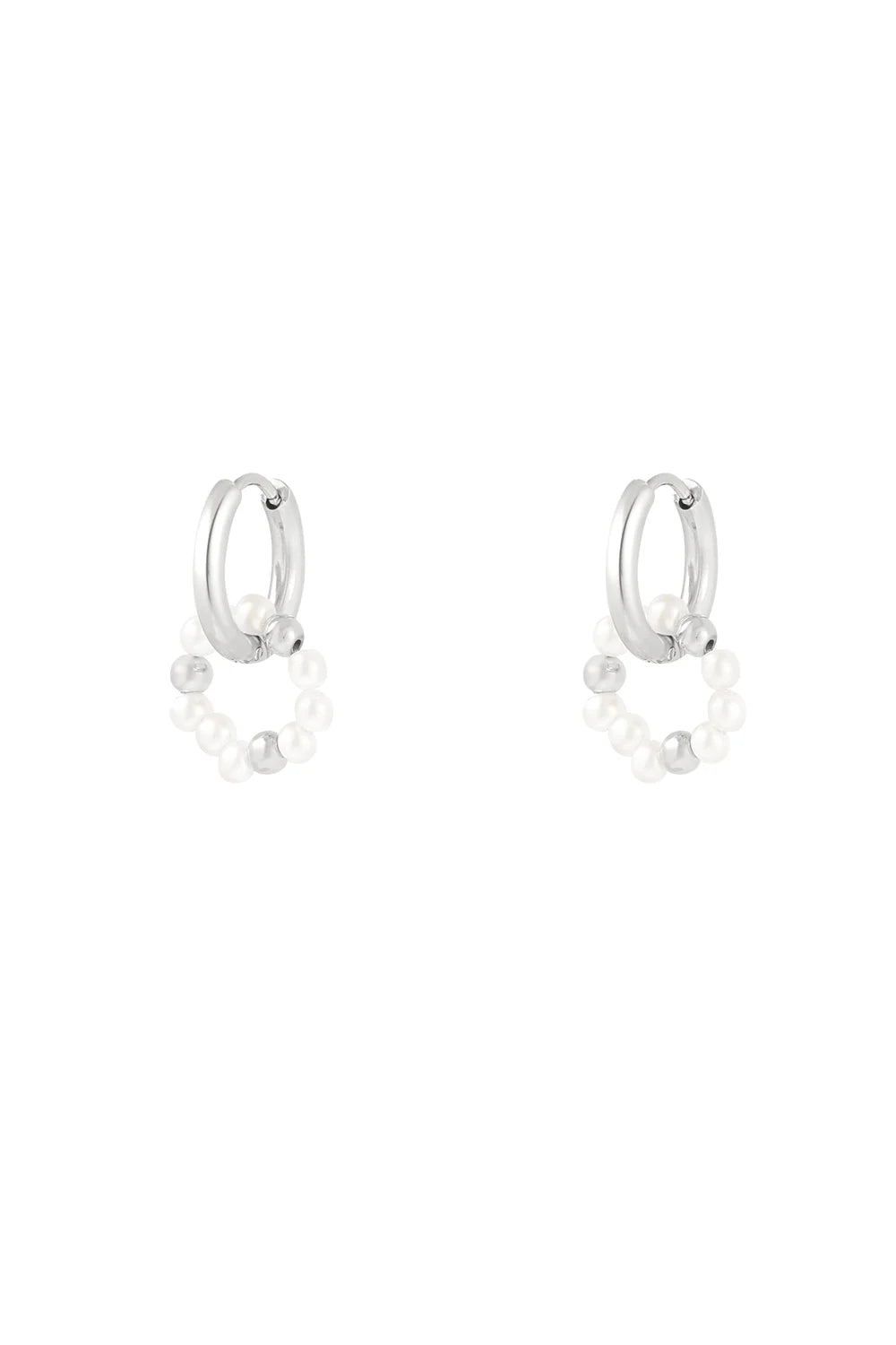 Zilveren oorbellen met parelkralen stainless steel LoveSieraden