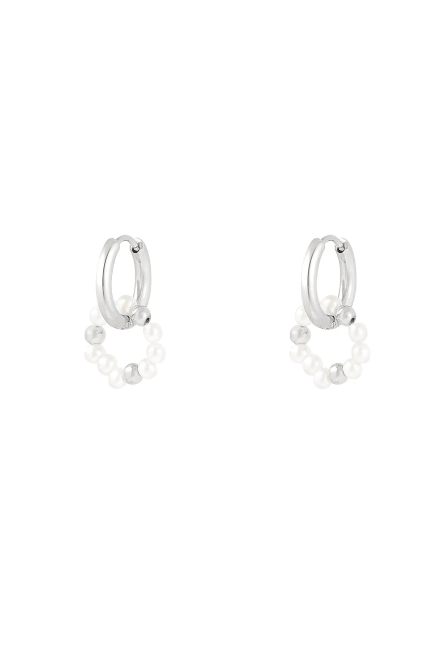Zilveren oorbellen met parelkralen stainless steel LoveSieraden