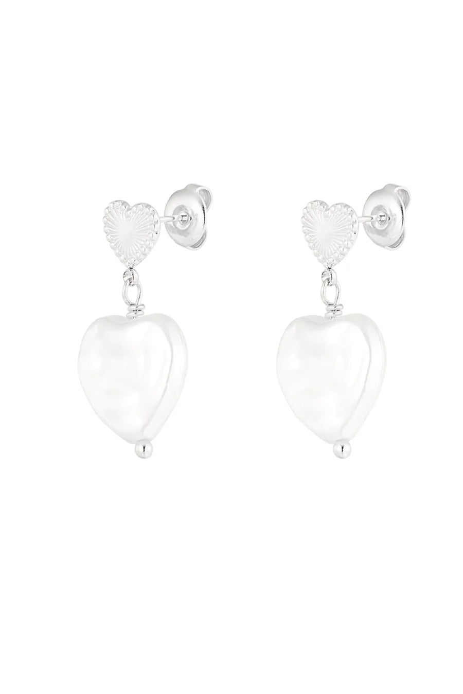 Zilveren hartjes oorbellen met parel LoveSieraden
