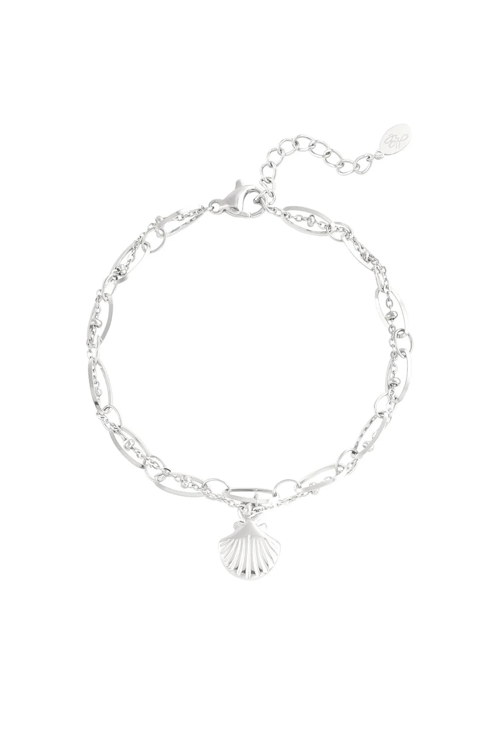 Dubbele schakelarmband met schelp bedel stainless steel LoveSieraden