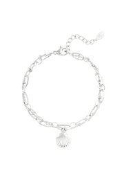 Dubbele schakelarmband met schelp bedel stainless steel LoveSieraden