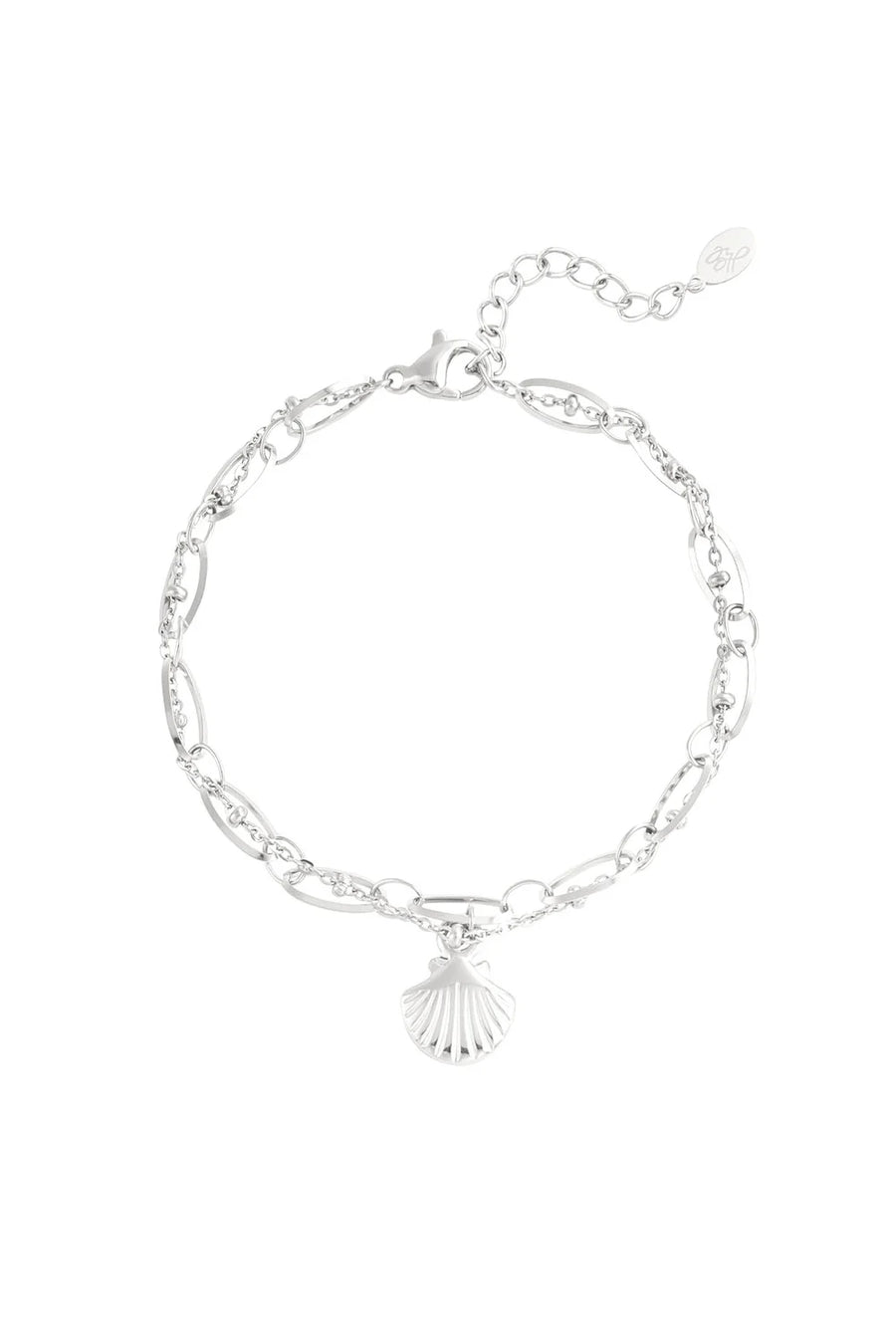 Dubbele schakelarmband met schelp bedel stainless steel LoveSieraden
