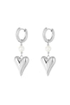 Zilverkleurige oorbellen met hartje en parel stainless steel LoveSieraden