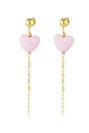 Roze of lila hart oorbellen met ketting LoveSieraden