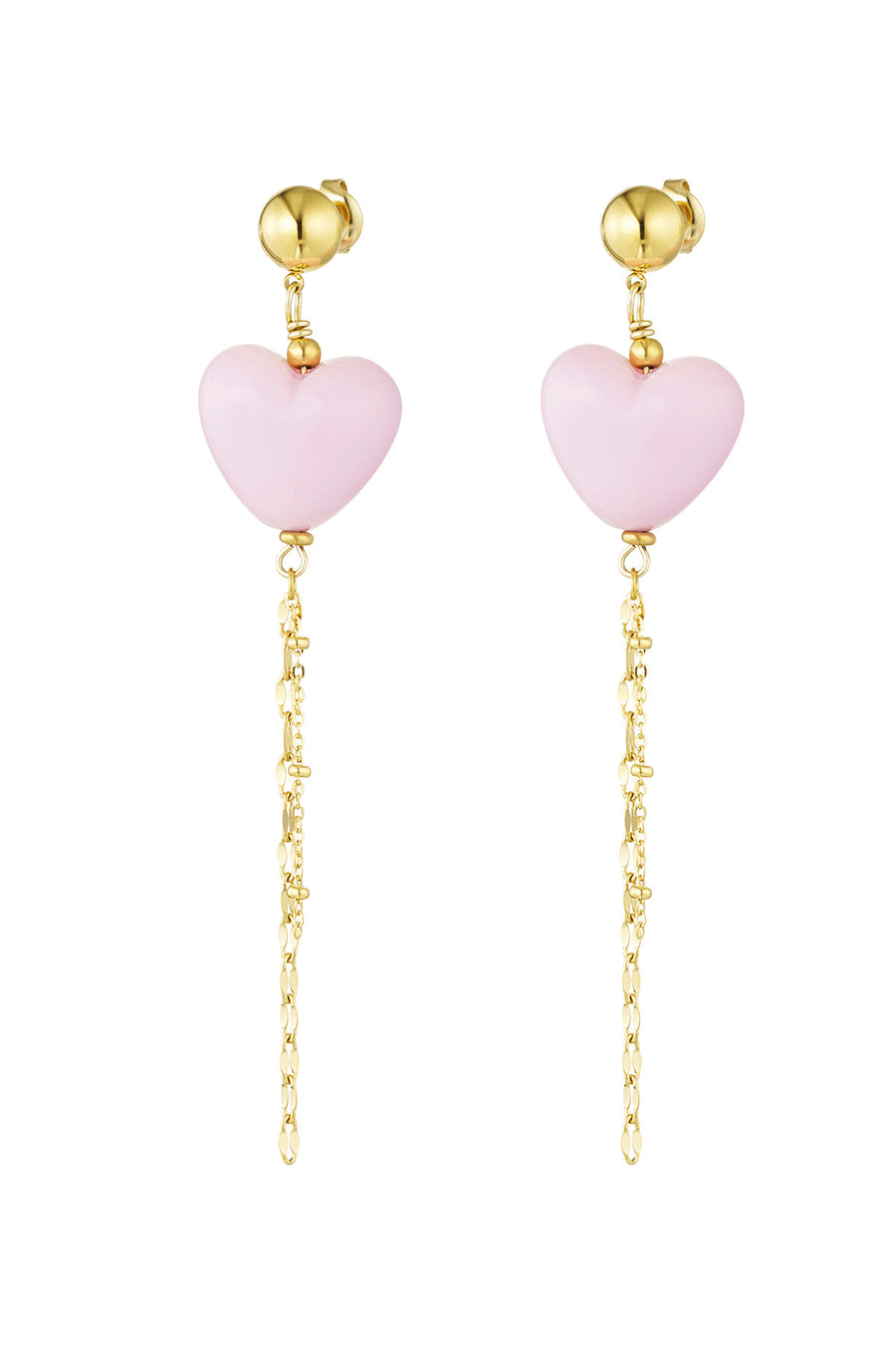 Roze of lila hart oorbellen met ketting LoveSieraden