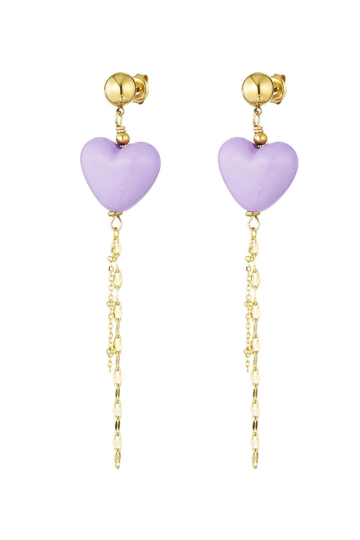 Roze of lila hart oorbellen met ketting LoveSieraden