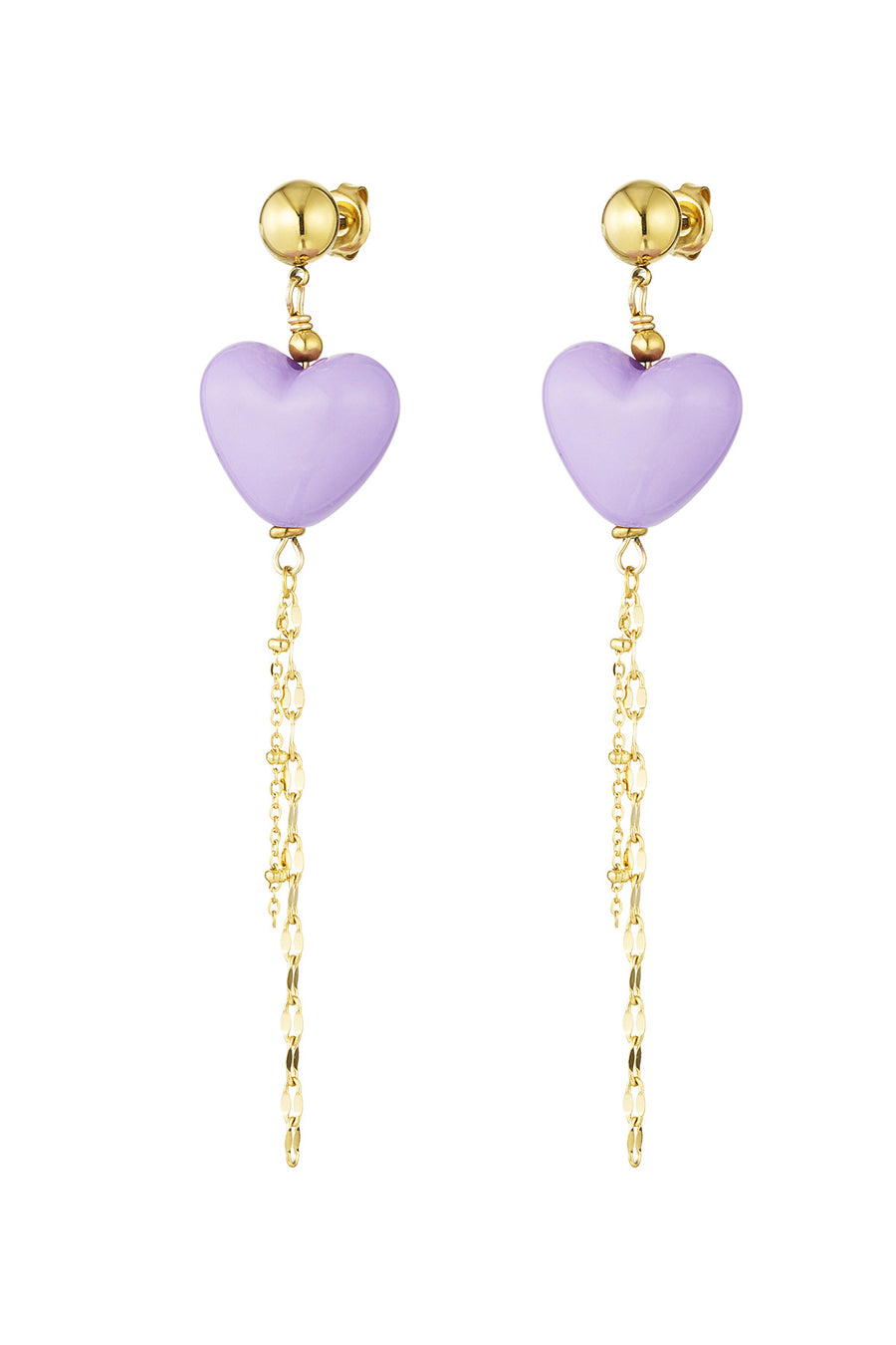 Roze of lila hart oorbellen met ketting LoveSieraden